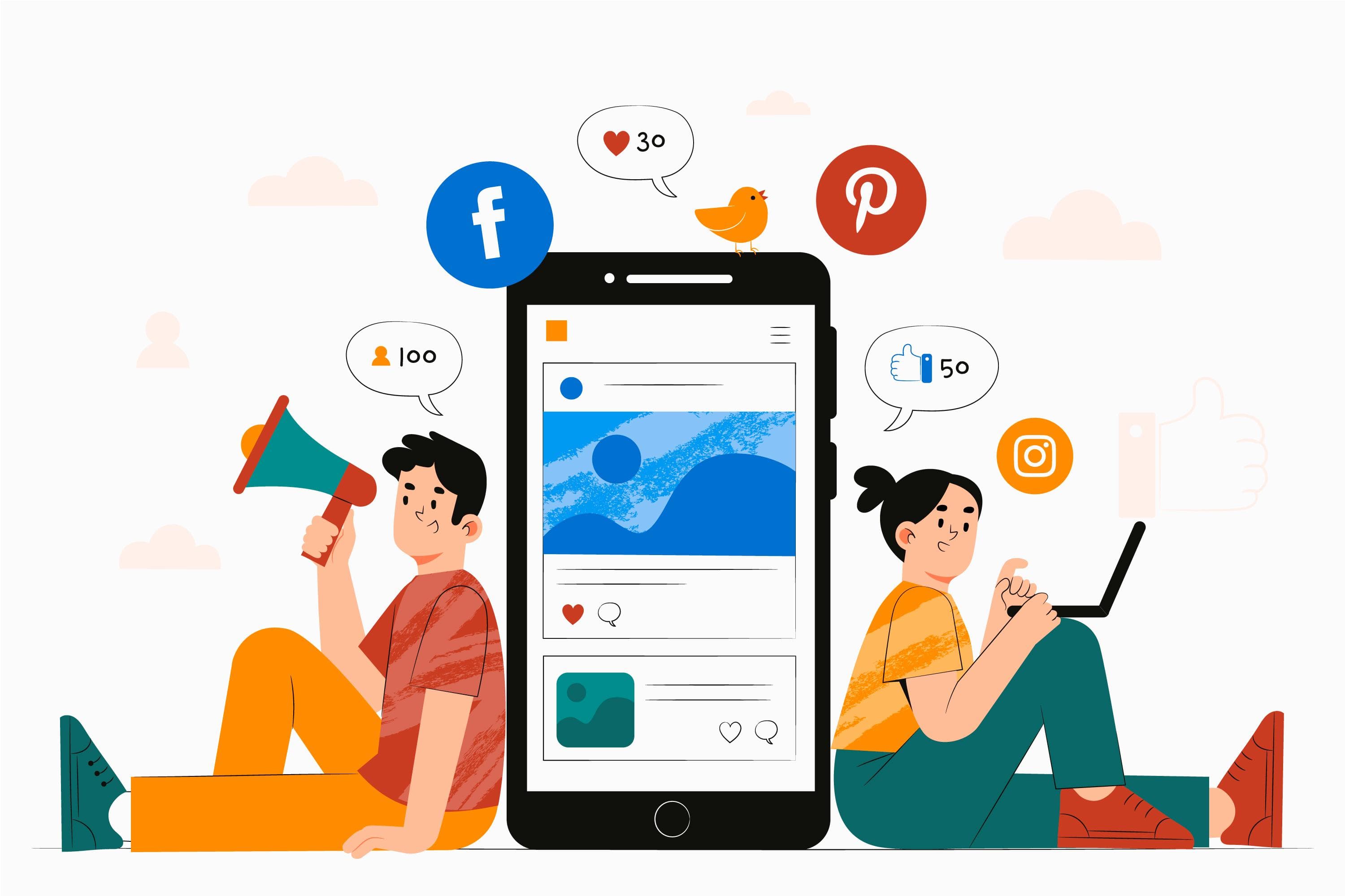 Ecommerce UI/UX layout with product cards and social icons