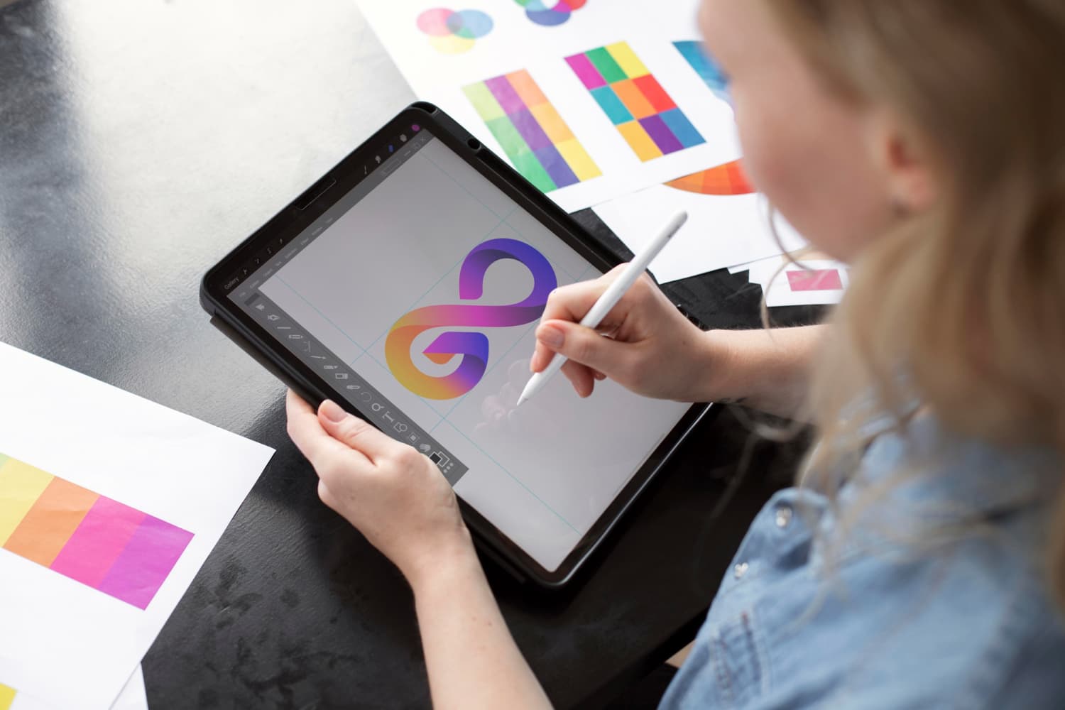 Interface designer working in a design tool